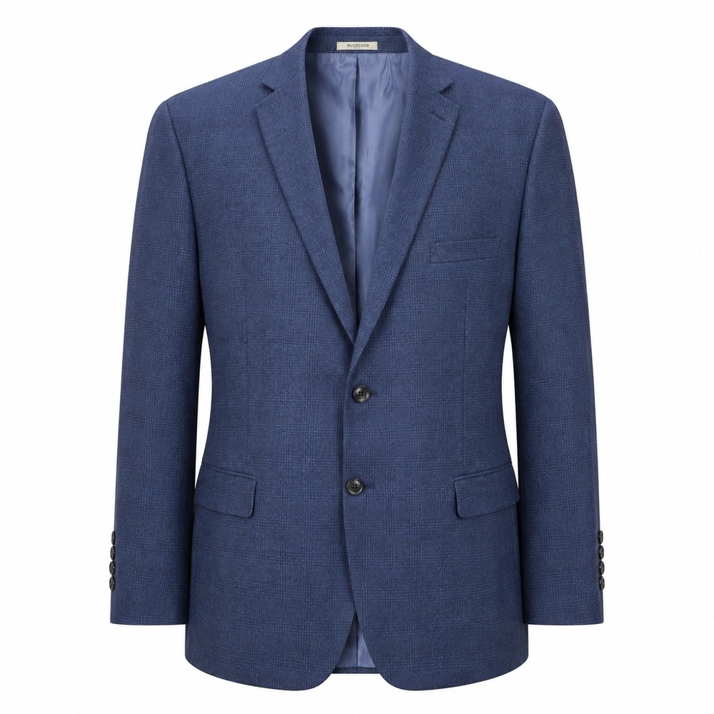 Ralph Lauren Blazer Mens 54R Blue Glen Plaid 100% Wool Two Button Sport Coat